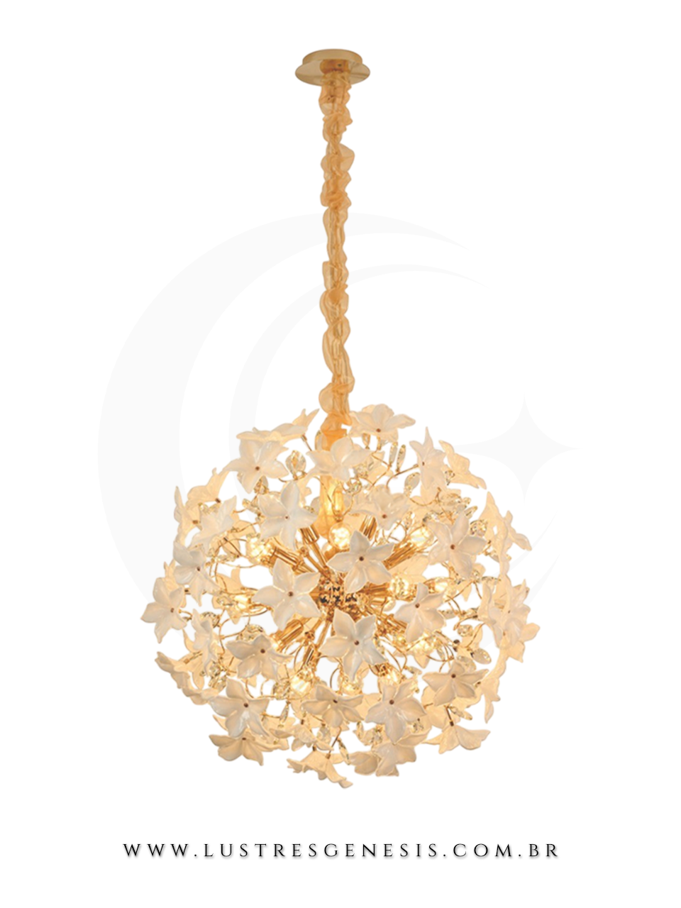 Luminaria de Teto Pendente de Cristal Moderno DCD06237 Dourado 80cm, Sala de Jantar, Suite Master, Banheiro, Mesa Area Gourmet